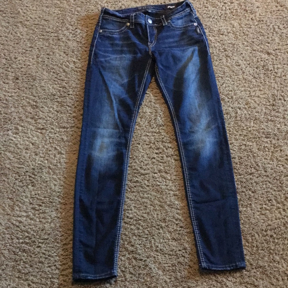 Ladies Silver Suki  Mid Super Skinny stretch jeans Sz W28/L31